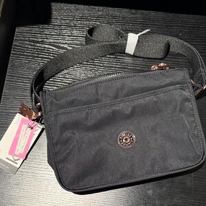 * BRAND NEW * Kipling Black Crossbody Bag with Rose Gold Accents
